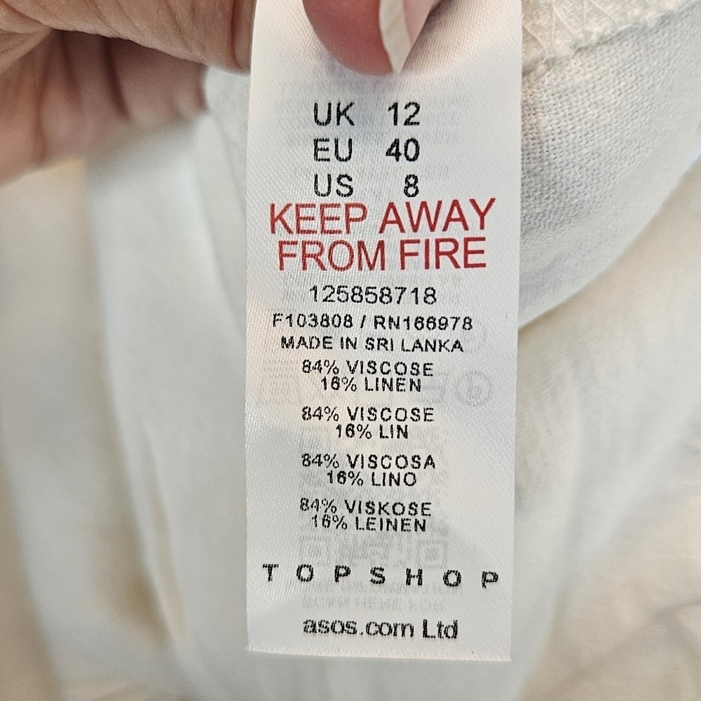 Topshop Jumpsuit Womens Sz 8 Wide Leg Sheer Low Back Beach Wear Oversized Ivory - Picture 14 of 16